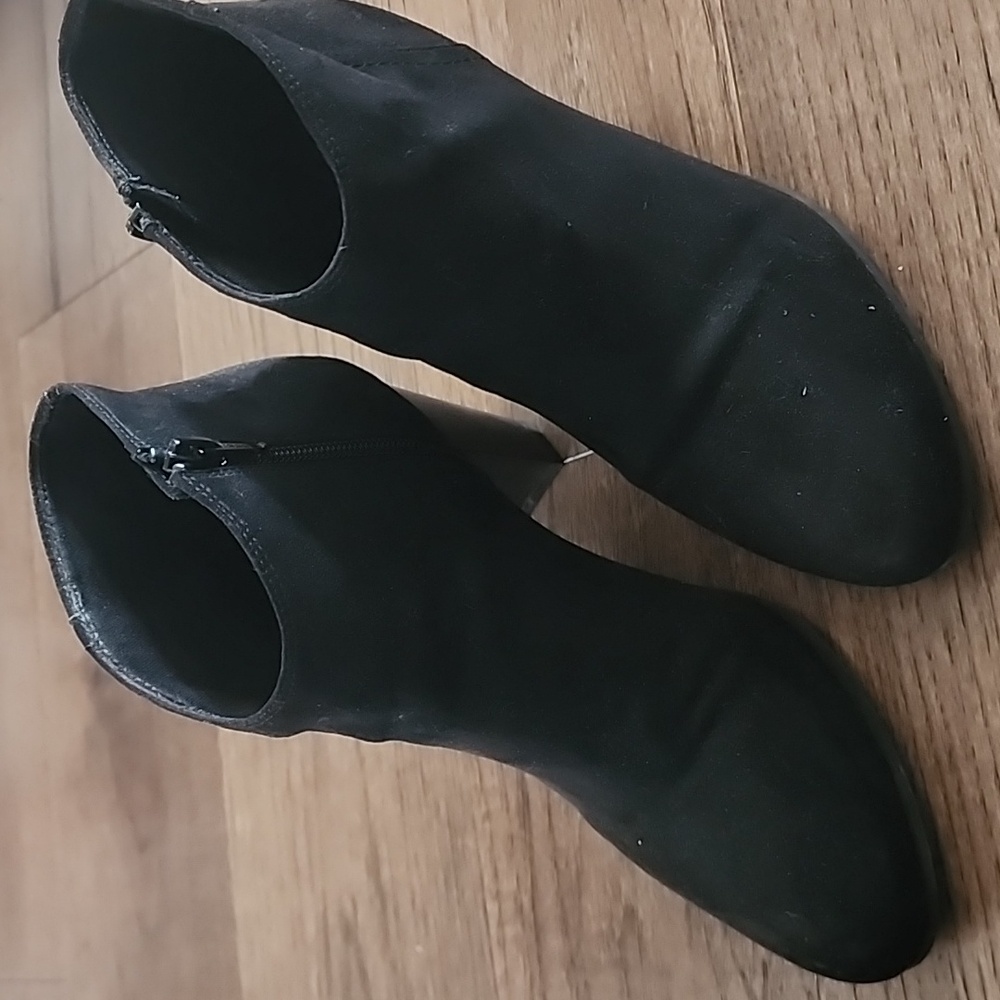 Black Suede Ankle Boots with Zipper